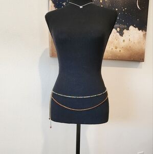 Very Fasionable Colorful Multicolor  Beaded Waist Chain Adjustable Belt Set